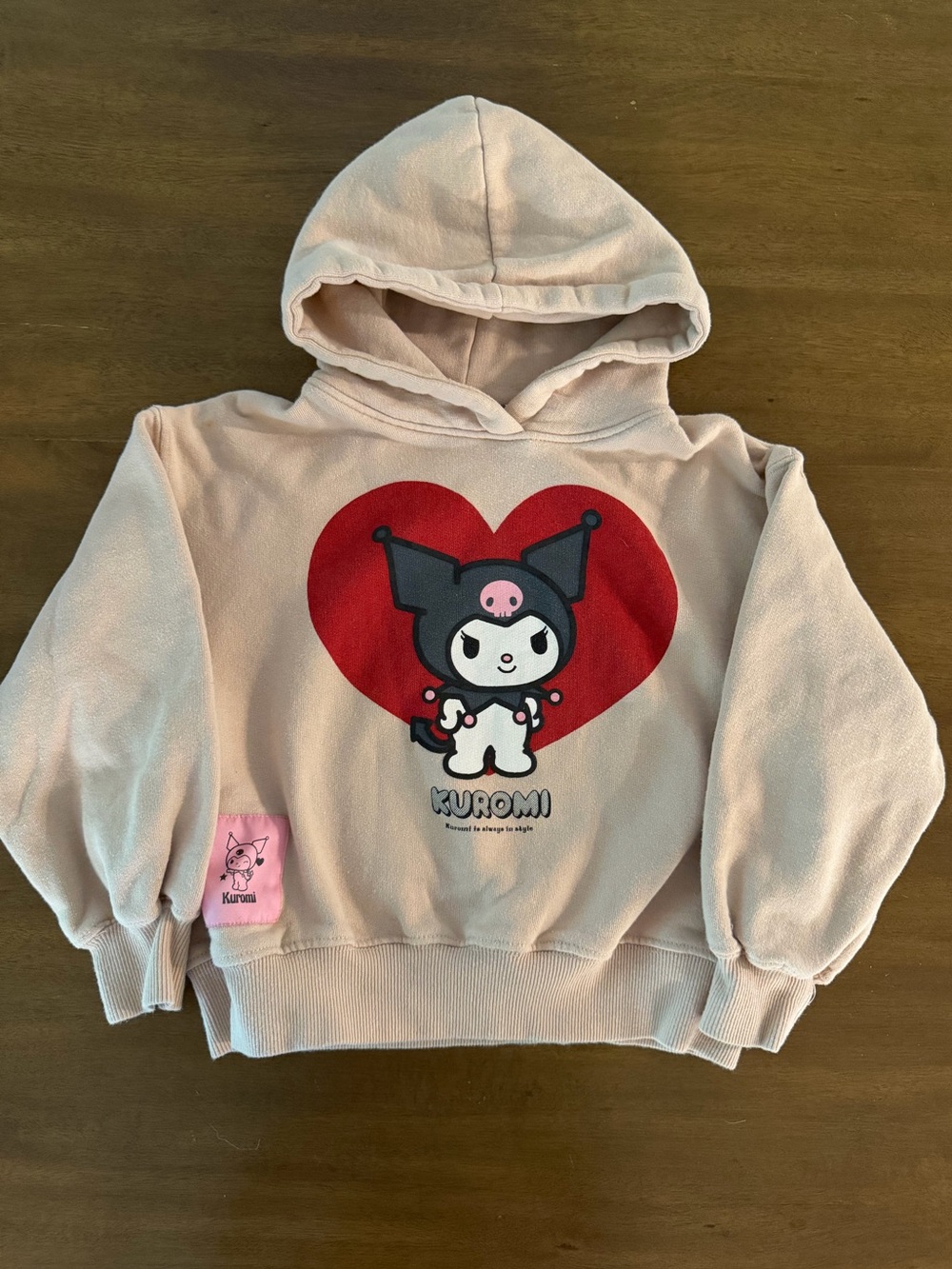 Zara Pink Kids Hoodie with Red Heart Kuromi Graphic